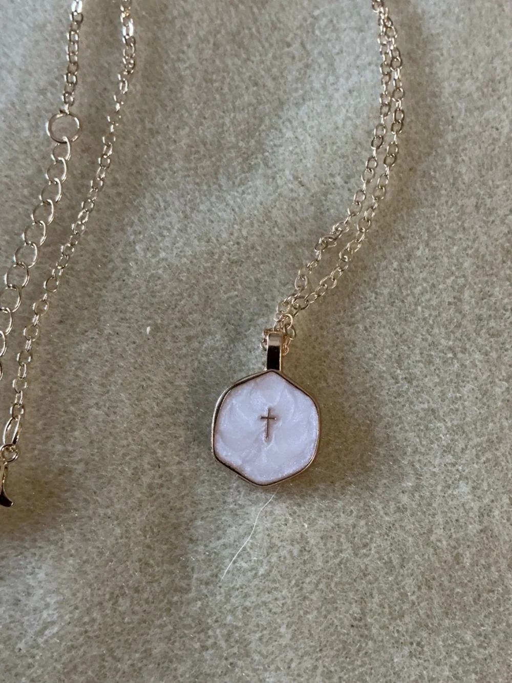 Gold Necklace with Cross Pendant, 20”